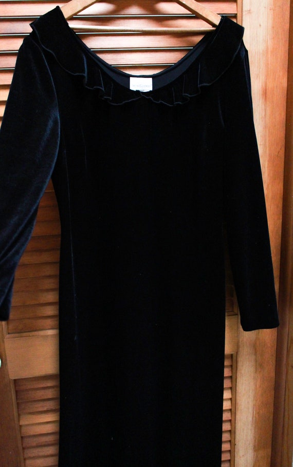 Long Black Velvet Dress, Vintage Black Dress, Vin… - image 8