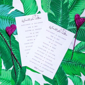 Would She Rather Bridal Game, Bridal Shower Game Sheet, Downloadable Bridal Shower Game, Printable Bridal Shower Game, Printable Bride Game
