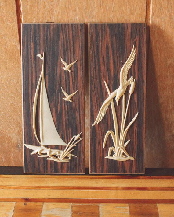 Vintage 1960s Nautical Wall Plaques With Sailboat and Seagulls, Mid Century  Modern Decor, 1950s Decor, 1960s Decor, Nautical Decor 