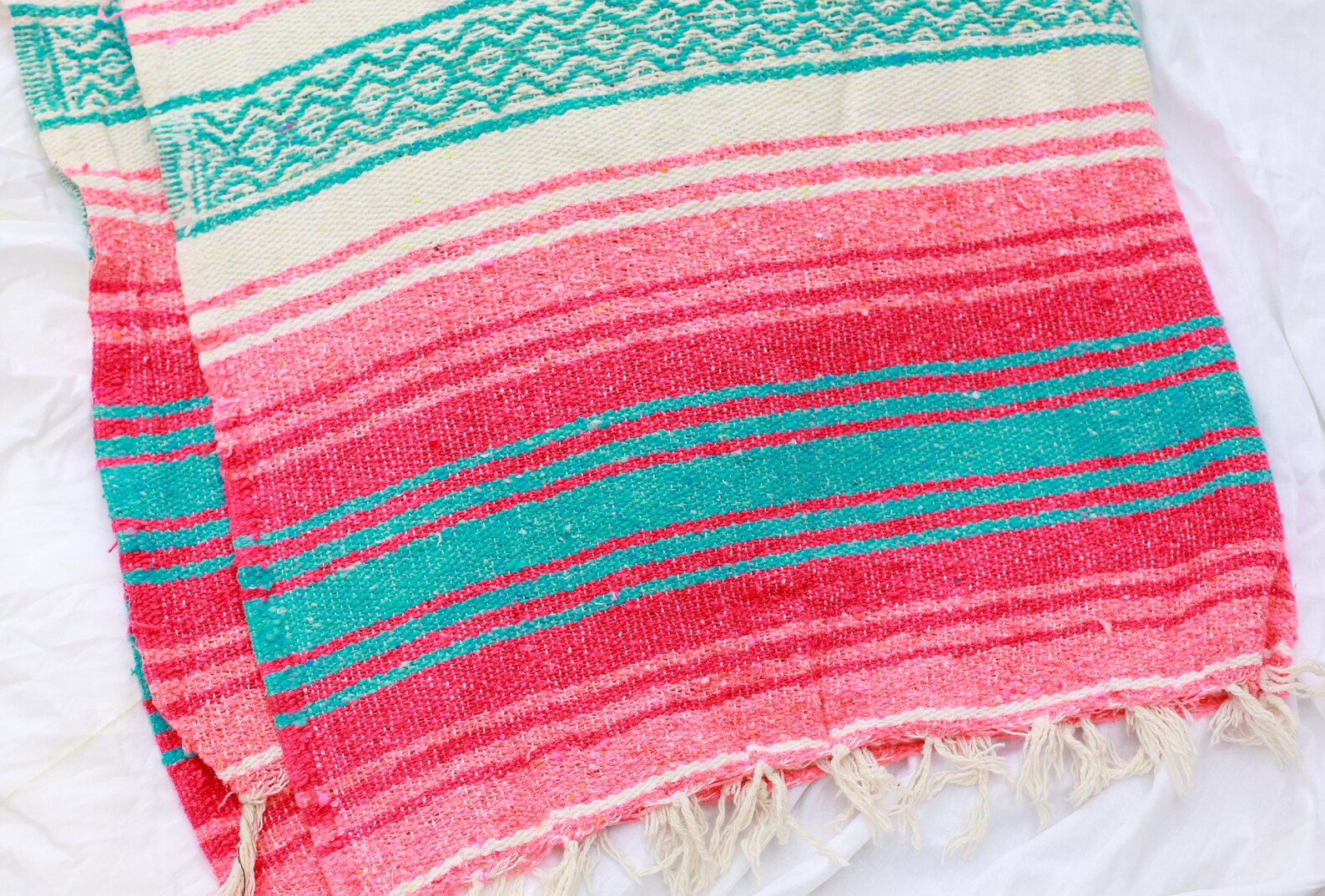 Pink Striped Mexican Blanket Pink Mexican Blanket Pink Etsy