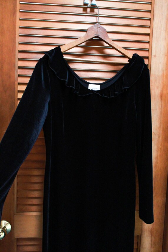 Long Black Velvet Dress, Vintage Black Dress, Vin… - image 7