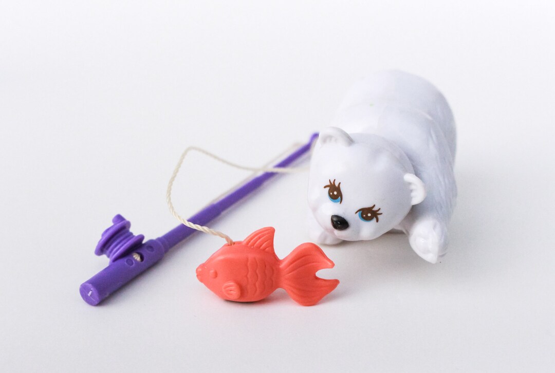 Vintage Littlest Pet Shop Polar Bear With Fishing Pole 90s Etsy