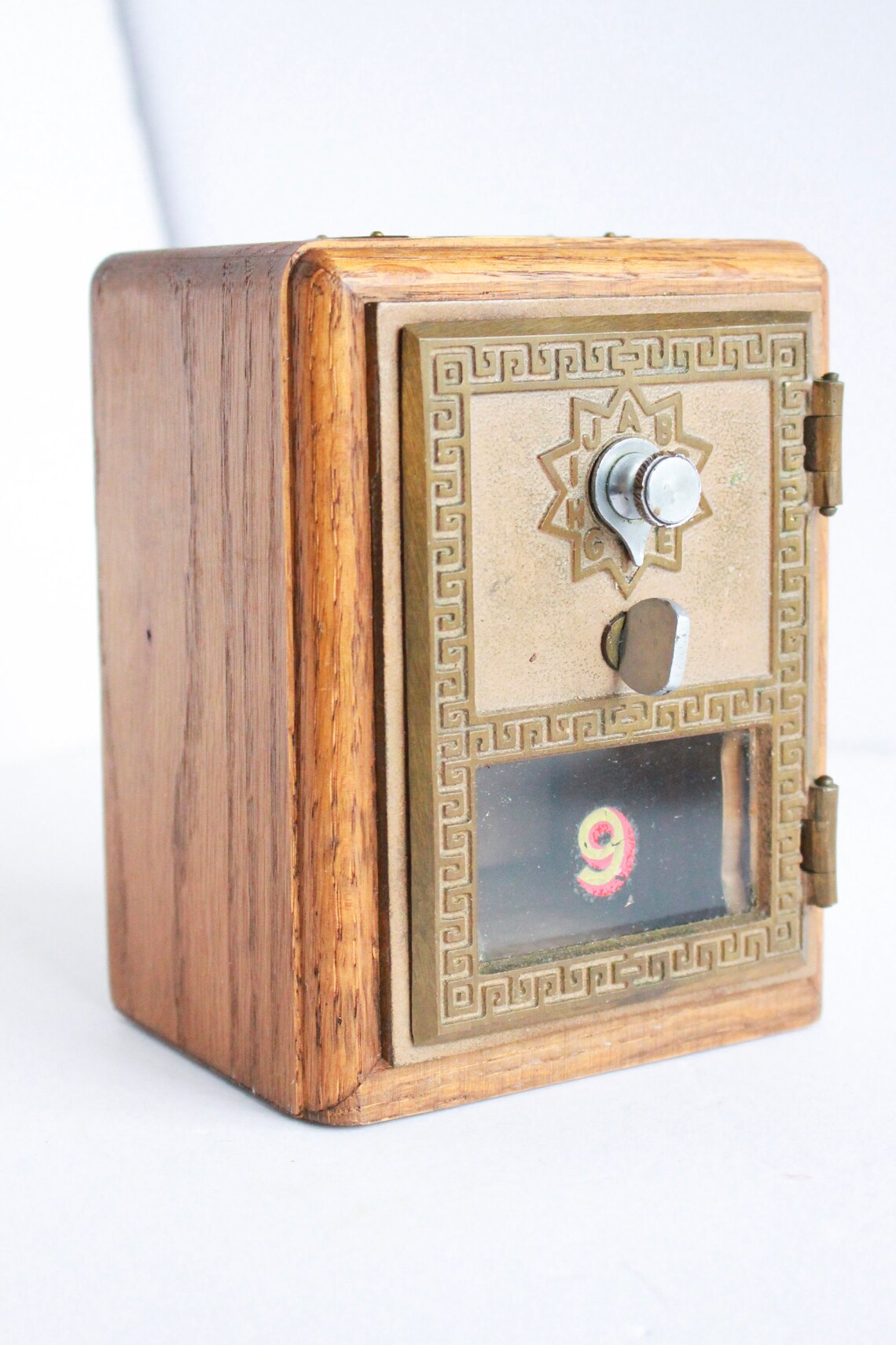 Vintage Post Office Box Bank Vintage Wooden Bank Brass Door Etsy