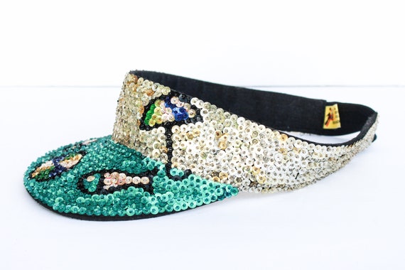 Vintage 1980s Beach Visor, 80s Sequin Visor, Vint… - image 8