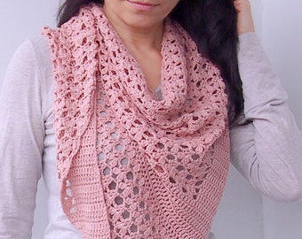Crochet pattern woman shawl &quot;Flower dew&quot;, triangle lace shawl, women scarf wrap,  winter, DIY photo tutorial, PDF Instant download