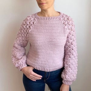 Crochet Pattern Charlotte sweater, women raglan pullover, top down top, tee, clothing photo tutorial, Instant download