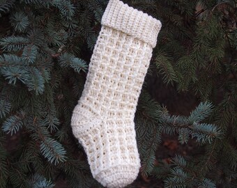 Crochet pattern Happy Farmhouse  Christmas stocking, textured Holiday home decor, Instant download PDF