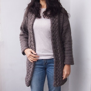 Crochet PATTERN(31) Celtic cable cardigan, women sweater, coat, clothing ,winter, DIY, Instant download