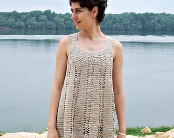 Crochet Pattern, "Sunny day" woman tank top, women tunic, summer sweater, crochet dress, beach cover up, clothing DIY, photo tutorial