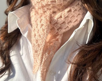 Crochet patten Sunday scarf, women skinny scarf, wrap, bandana, neck kerchief, DIY photo tutorial, PDF Instant download