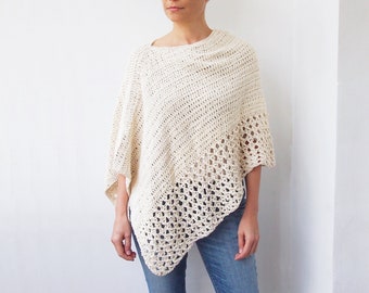 Crochet Pattern Silver drop poncho,  woman wrap, women beach cover up, clothing, Instant download