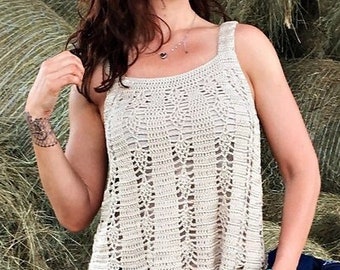 Crochet Pattern woman tank top " Sunny day", women tunic, summer sweater, crochet dress, beach cover up, clothing DIY, photo tutorial