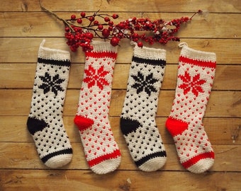 Crochet pattern Fair Isle knit look Christmas stocking, Nordic Holiday home decor, Instant download PDF