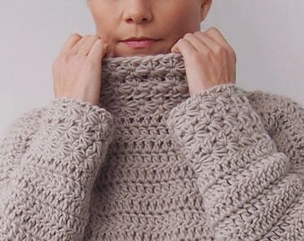 Crochet Pattern Star dust sweater, turtle neck pullover, women winter clothing, DIY, Instant download