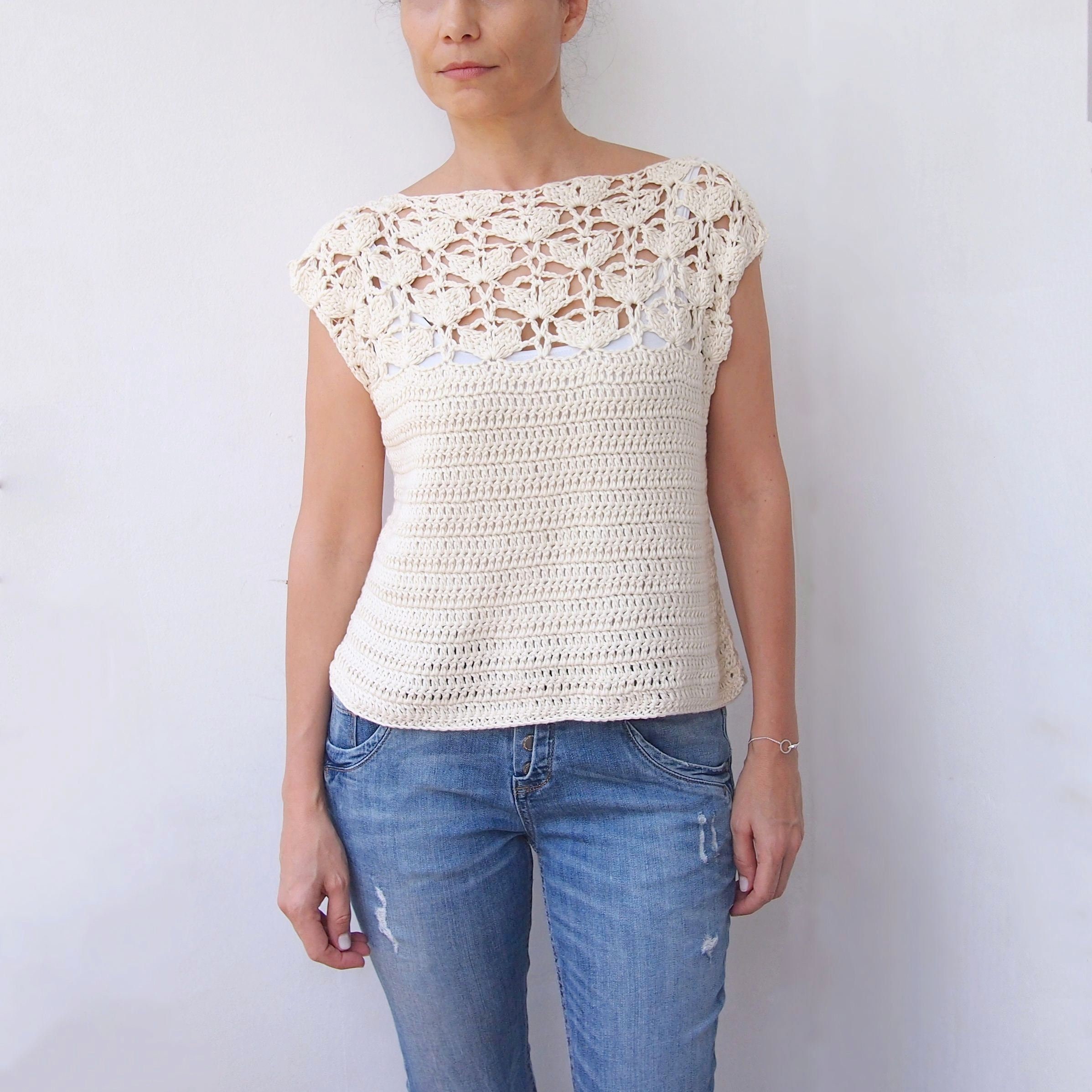 Crochet Pattern Summer Garden Sweater Women Pullover Top | Etsy