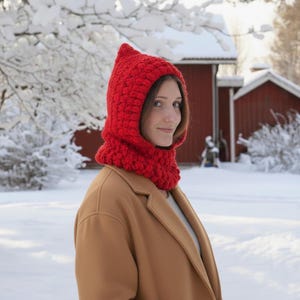 Crochet PATTERN  pixie hooded cowl, chunky scarf, oversized hood, women scoodie,loop, neckwarmer, winter DIY tutorial, adult , child size