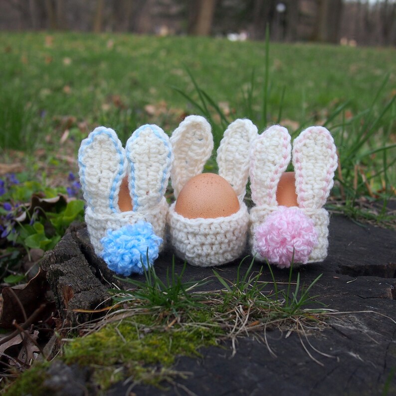 Crochet pattern Easter Bunny egg cozy basket, table home decor, DIY photo tutorial, Instant download image 2