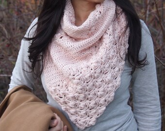 Crochet pattern Charlotteshawl, woman triangle lace shawl, women scarf wrap, DIY photo tutorial, PDF Instant download