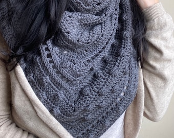 Crochet pattern Candy Love shawl, woman triangle textured shawl, women scarf wrap, DIY photo tutorial, PDF Instant download