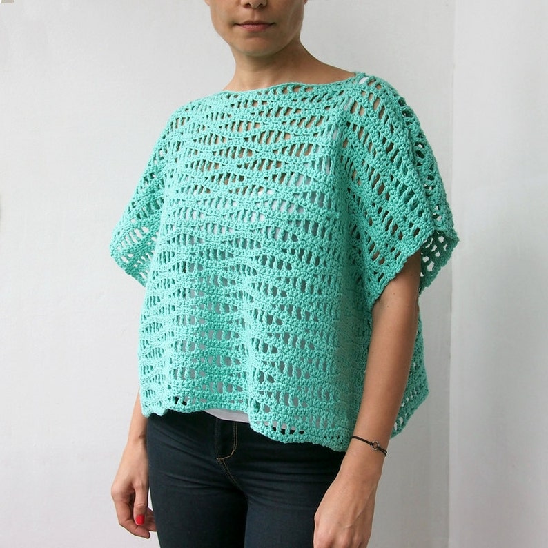 Crochet Pattern Flow Sweater Woman Beach Cover Up Tee Top Etsy