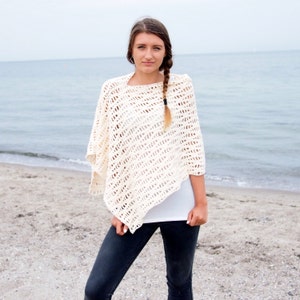 Crochet Pattern Flow poncho,  woman wrap waves women beach cover up shawl, clothing, Instant download