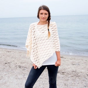 Crochet Pattern Flow poncho,  woman wrap waves women beach cover up shawl, clothing, Instant download