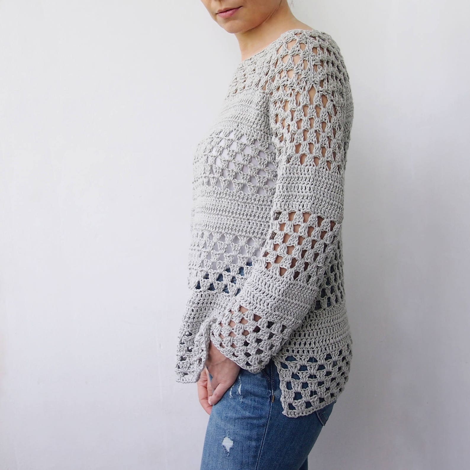 Crochet Pattern Granny Stripes Women Sweater Summer Cluster - Etsy