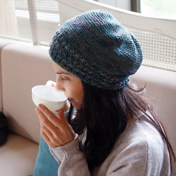 Crochet Pattern Knit Look Slouch Hat 