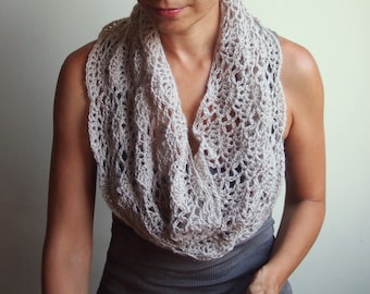 Crochet PATTERN lace loop scarf, women lace cowl, woman caplet, lace shrug, circle scarf, DIY Instant download PDF