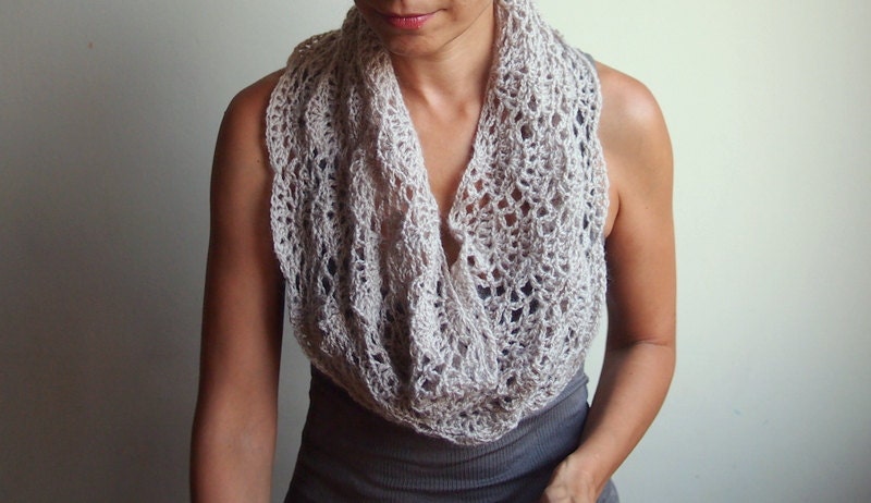 Crochet PATTERN lace loop scarf, women lace cowl, woman caplet, lace shrug, circle scarf, DIY Instant download PDF
