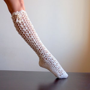 CROCHET PATTERN  woman lace Knee high Socks, women legwarmers, ladie&#39;s slippers, PDF Photo tutorial, yoga, wedding, bride, Instant download