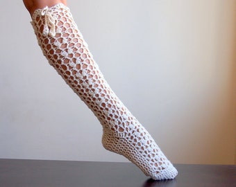 CROCHET PATTERN  woman lace Knee high Socks, women legwarmers, ladie's slippers, PDF Photo tutorial, yoga, wedding, bride, Instant download