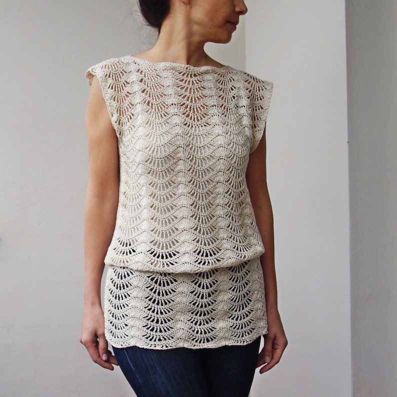 Crochet Pattern Chevron Sweater Tunic Ripples Top Waves - Etsy