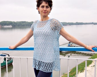Crochet Pattern, Diamond flower woman sweater lace tunic, women clothing, crochet dress, beach cover up, DIY, photo tutorial