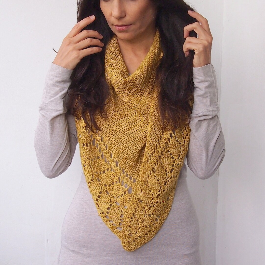 Crochet Pattern Leaves Shawl – Triangle Lace Scarf Wrap (PDF Download ...