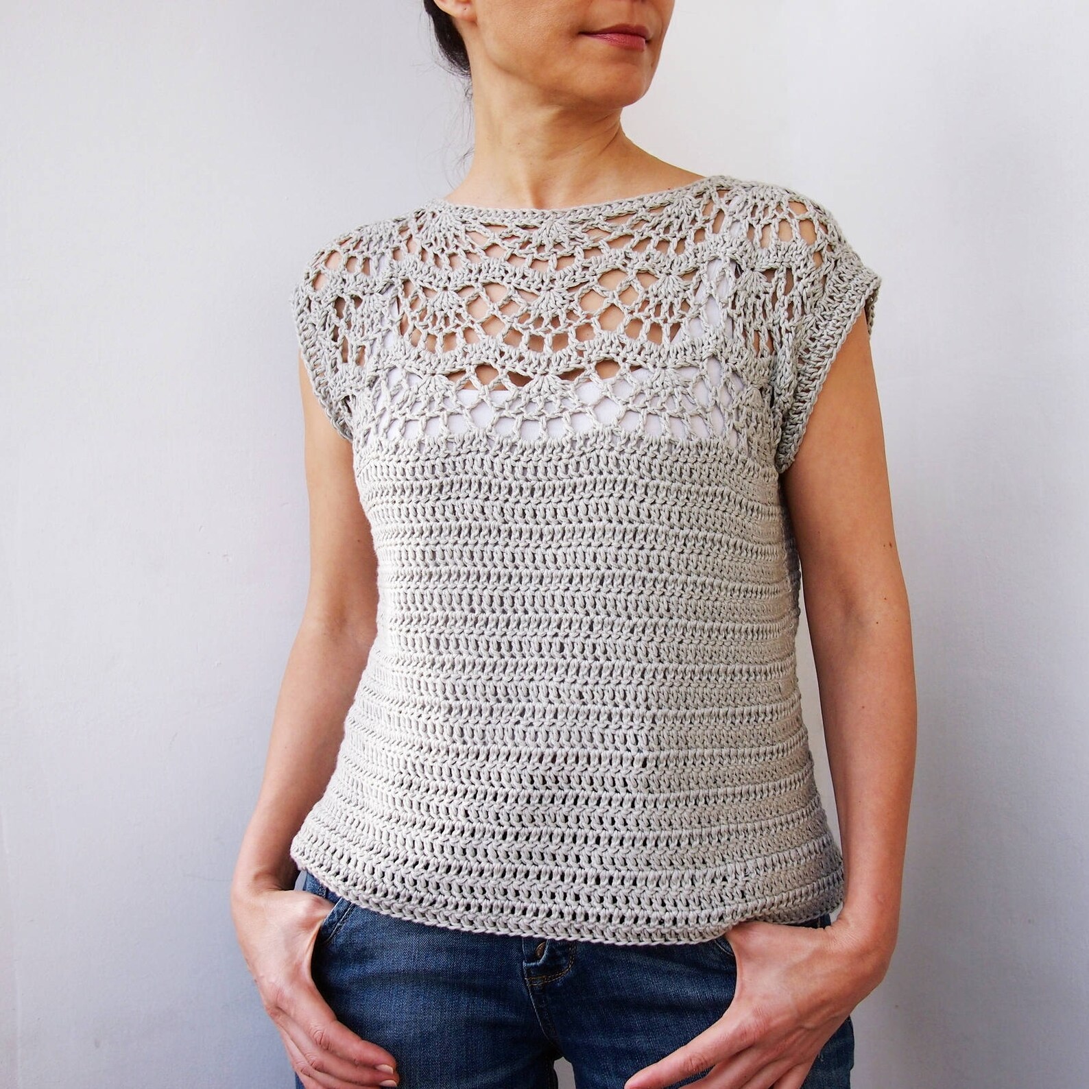 Crochet Pattern pearl Shell Top Stripes Women - Etsy