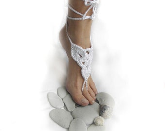Crochet pattern  Barefoot thong sandals bridal summer wedding shoes slippers lace beach yoga dance, Instant download