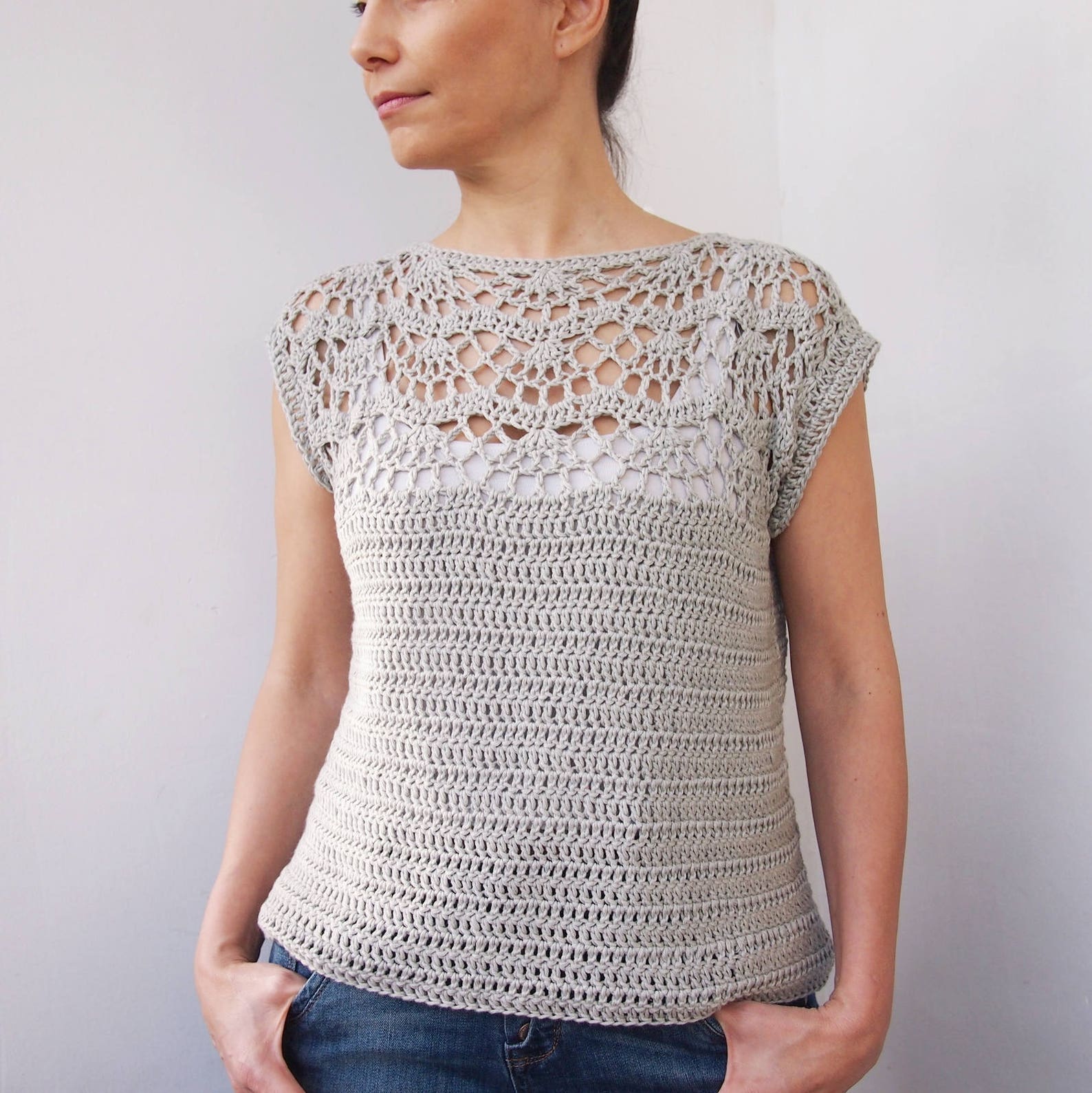 Crochet Pattern pearl Shell Top Stripes Women - Etsy