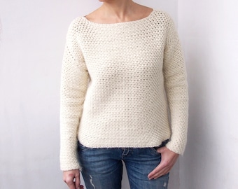 Crochet Pattern women "Everyday sweater",  basic pullover, clothing, photo tutorial, Instant download