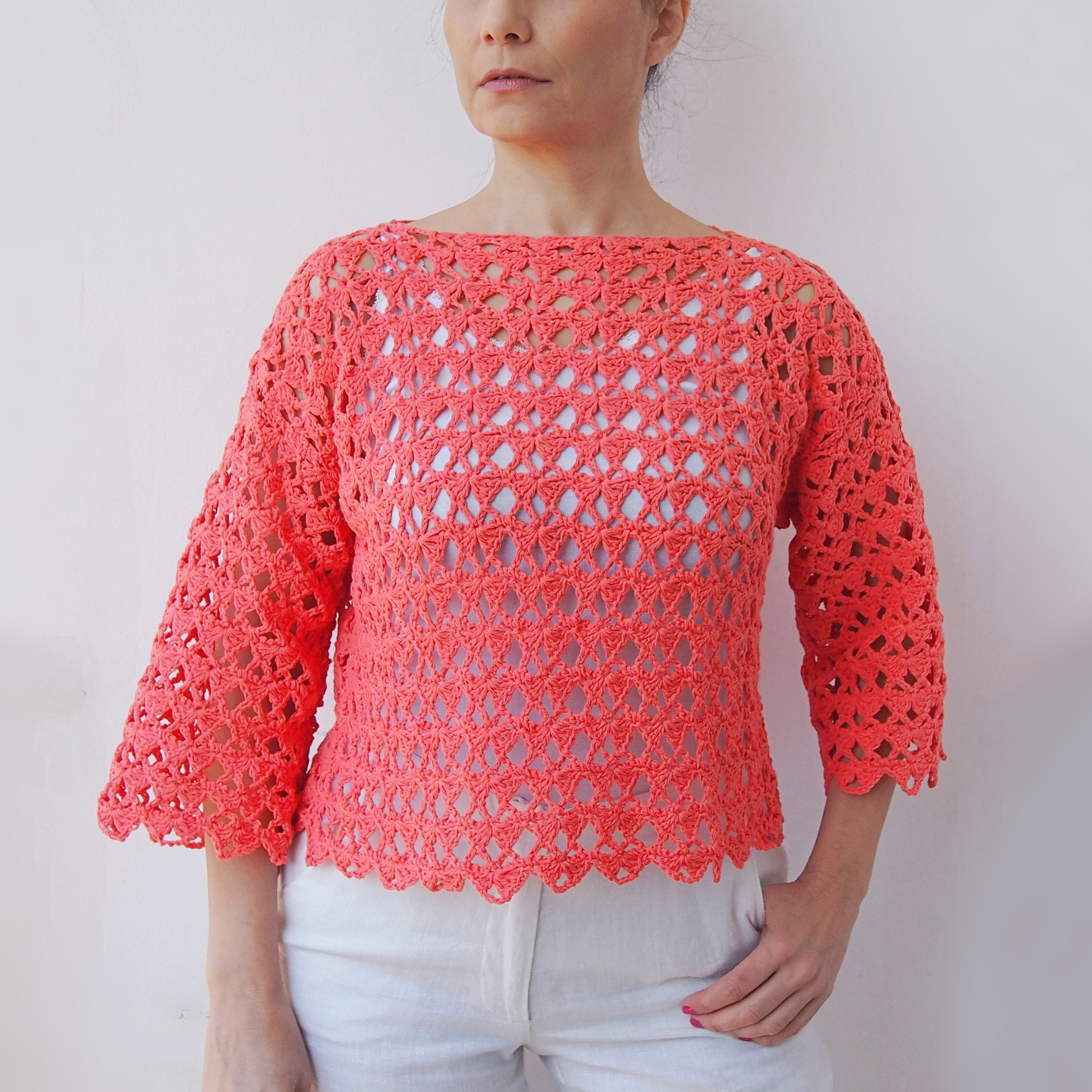 Crochet Pattern Crete Sweater Women Pullover Lace Top | Etsy