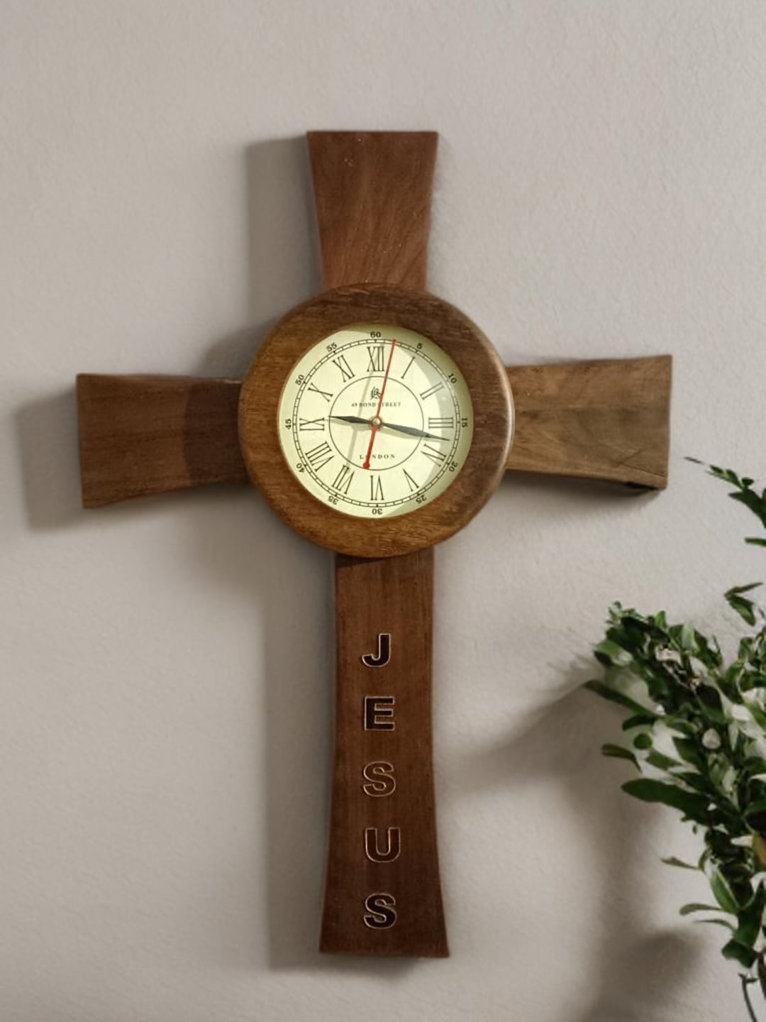 Handcrafted Wooden Cross Wall Clock | Christian Home Decor - Etsy