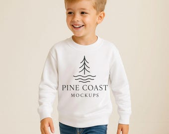 White Gildan 18000b Crewneck Sweatshirt Mockup: (JPG) Kids Mockup