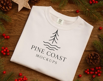 Comfort Colors 1717 Christmas Mockup Print on Demand Mockup Flat Lay