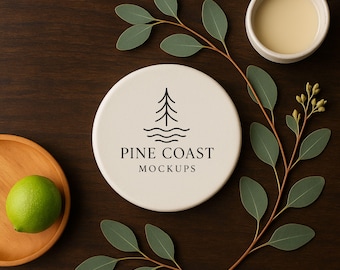 White Round Sublimation Coaster Mockup (JPG)