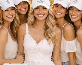 White Infinity Her CASSIE Hat Mockup Bachelorette Aesthetics: Pigment-Dyed Cap with Fashion Undervisor, Embroidery Printify POD (JPG)