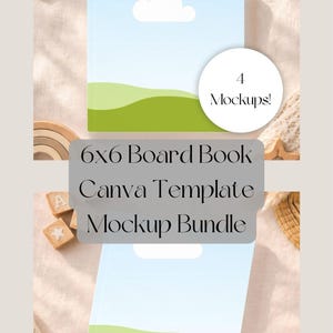 Boho Board Book Mockup Bundle- Canva Drag and Drop Frame Template (Digital Download)