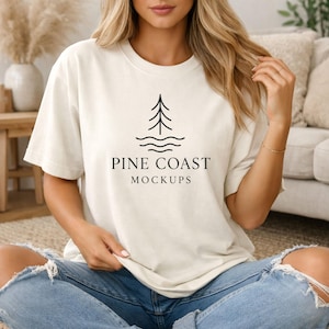Ivory Comfort Colors 1717 T- Shirt Mockup Boho Aesthetics (JPG)