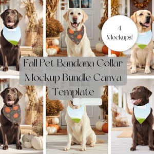 Höst Halloween-modell för husdjursbandana, hundbandana, modell för Canva-mall, hundhalsband, redigerbar dra-och-släpp-modell i Canva