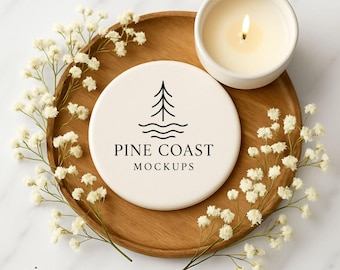 White Round Sublimation Coaster Mockup (JPG)