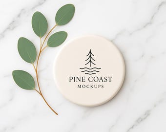 White Round Sublimation Coaster Mockup Minimal Mockup (JPG)